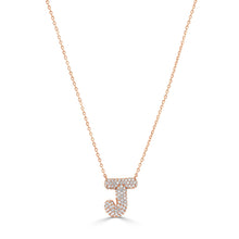 Load image into Gallery viewer, Bubble Pave Diamond J Initial Necklace