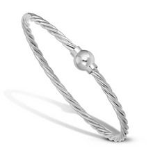 Load image into Gallery viewer, Silver Twist Cape Cod Single Ball Bangle