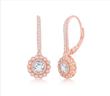Load image into Gallery viewer, Floral Vintage Style Leverback Earrings - Rose Gold over Sterling Silver
