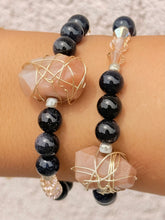 Load image into Gallery viewer, Blue Sparkle Sandstone with Wire Wrapped Stone Beaded Bracelet - Cristina K