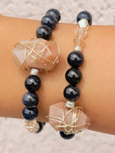 Load image into Gallery viewer, Blue Sparkle Sandstone with Wire Wrapped Stone Beaded Bracelet - Cristina K