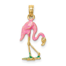 Load image into Gallery viewer, 14k Enameled Flamingo Pendant