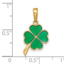 Load image into Gallery viewer, 14K 4-Leaf Clover Enameled Pendant