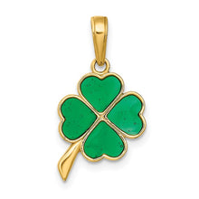 Load image into Gallery viewer, 14K 4-Leaf Clover Enameled Pendant