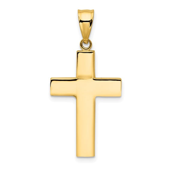 14k Hollow Cross Pendant - 14K Yellow Gold