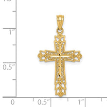 Load image into Gallery viewer, Gold Polished Filigree Cross Pendant - 14K Yellow Gold