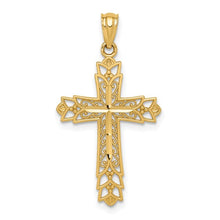 Load image into Gallery viewer, Gold Polished Filigree Cross Pendant - 14K Yellow Gold