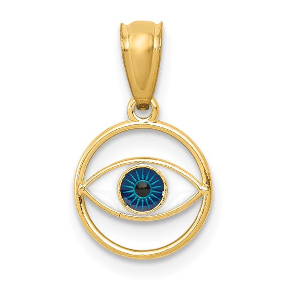 14k gold evil store eye pendant