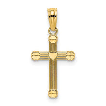 Load image into Gallery viewer, Heart Small Cross Charm &amp; Adjustable Gold Chain - 14K Yellow Gold