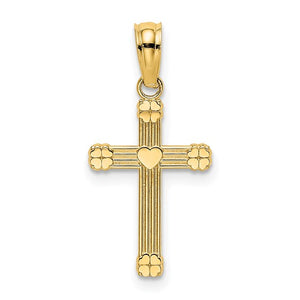 Heart Small Cross Charm & Adjustable Gold Chain - 14K Yellow Gold