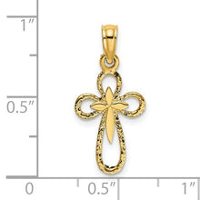 Load image into Gallery viewer, Cut Out Cross with Small Interior Cross Pendant - 14K Yellow Gold