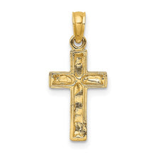 Load image into Gallery viewer, 2D Polished Textured Cross Pendant - 14K Yellow Gold