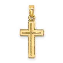 Load image into Gallery viewer, 2D Polished Textured Cross Pendant - 14K Yellow Gold