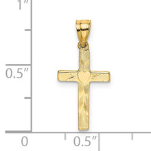 Load image into Gallery viewer, Polished Cross with Heart Center - 14K Yellow Gold