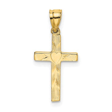 Load image into Gallery viewer, Polished Cross with Heart Center - 14K Yellow Gold