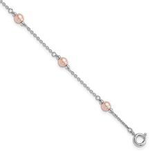 Load image into Gallery viewer, Rhodium-plated Pink Simulated Pearl Bracelet