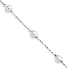 Load image into Gallery viewer, Rhodium-plated White Simulated Pearl Bracelet