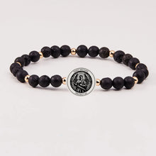 Load image into Gallery viewer, Men's Saint Michael on Lava Stone Holy Water Bracelet