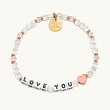 Load image into Gallery viewer, “Love You” with Pink Enamel Heart - Little Words Project Bracelet