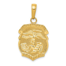 Load image into Gallery viewer, Solid St. Michael Badge Medal Pendant - 14K Yellow Gold