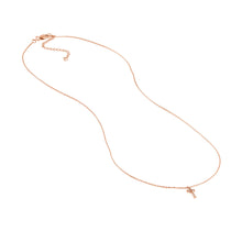 Load image into Gallery viewer, Mini Diamond Cross on Adjustable Necklace - 14K Rose Gold