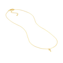 Load image into Gallery viewer, Mini Diamond Cross on Adjustable Necklace - 14K Yellow Gold