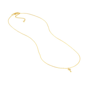 Mini Diamond Cross on Adjustable Necklace - 14K Yellow Gold