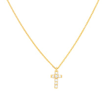 Load image into Gallery viewer, Mini Diamond Cross on Adjustable Necklace - 14K Yellow Gold