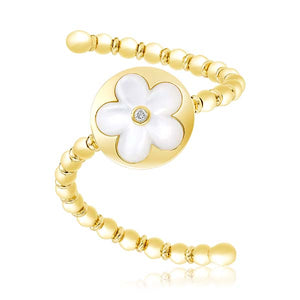 Mother of Pearl Flower Ring - 14K Gold