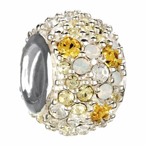 Yellow & Clear Jeweled Kaleidoscope Bead - Chamilia