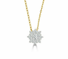 Load image into Gallery viewer, Lumina Diamond Flower Cluster Pendant &amp; Chain - 14K Yellow Gold