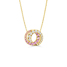 Load image into Gallery viewer, Pink Sapphire &amp; Diamond Love Necklace - 14K Yellow Gold