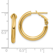 Load image into Gallery viewer, Polished Round Omega Back Hoop Earrings - 14K Yellow Gold