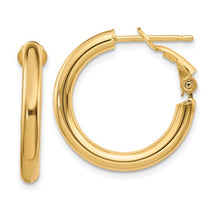 Load image into Gallery viewer, Polished Round Omega Back Hoop Earrings - 14K Yellow Gold