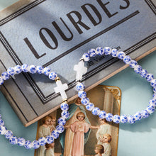 Load image into Gallery viewer, Blue Porcelain Holy Water Cross Bracelet