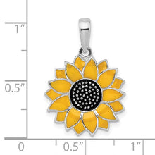 Load image into Gallery viewer, Sunflower Enamel Pendant on Beaded Chain - Sterling Silver