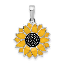 Load image into Gallery viewer, Sunflower Enamel Pendant on Beaded Chain - Sterling Silver