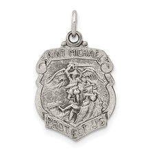 Load image into Gallery viewer, Sterling Silver Antiqued St. Michael Badge Medal