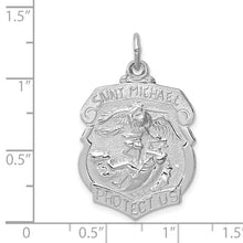 Load image into Gallery viewer, Sterling Silver Rhodium-plated Saint Michael Badge Medal