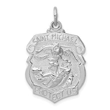 Load image into Gallery viewer, Sterling Silver Rhodium-plated Saint Michael Badge Medal