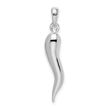 Load image into Gallery viewer, 1" Italian Horn Pendant 3D Polished - Sterling Silver
