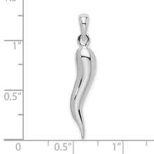 Load image into Gallery viewer, 1" Italian Horn Pendant 3D Polished - Sterling Silver