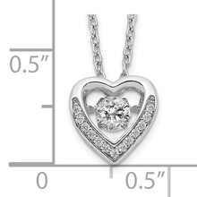 Load image into Gallery viewer, Brilliant-cut Vibrant Fluttering CZ Heart 18 Inch Necklace - Sterling Silver