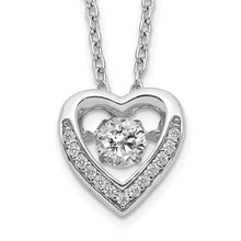 Load image into Gallery viewer, Brilliant-cut Vibrant Fluttering CZ Heart 18 Inch Necklace - Sterling Silver