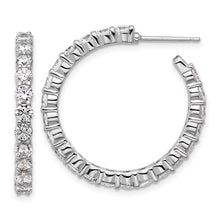 Load image into Gallery viewer, Polished CZ Post C-Hoop Earrings