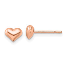 Load image into Gallery viewer, Rose-tone Puffed Heart Post Earrings