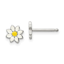 Load image into Gallery viewer, Yellow and White Enameled Flower Children's Post Earrings