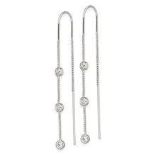 Load image into Gallery viewer, Sterling Silver Polished 3 Bezel Set CZs Threader Earrings