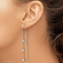 Load image into Gallery viewer, Sterling Silver Polished 3 Bezel Set CZs Threader Earrings