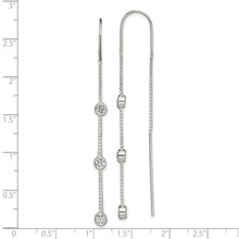 Load image into Gallery viewer, Sterling Silver Polished 3 Bezel Set CZs Threader Earrings